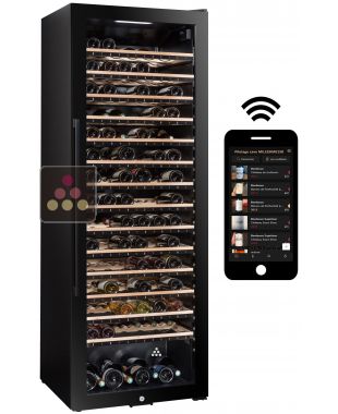Connected mono or multi-temperature wine cabinet for service and storage with smart shelves La SOMMELIERE