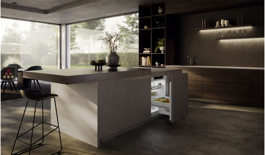 Mini fridge : can be fitted under counter with decorative panel coverable - 124 Liters