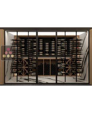 Set of 4 floor/ceiling columns for bottle supports in black painted steel - Custom-made - Study + manufacturing + installation Ma Cave à Vin