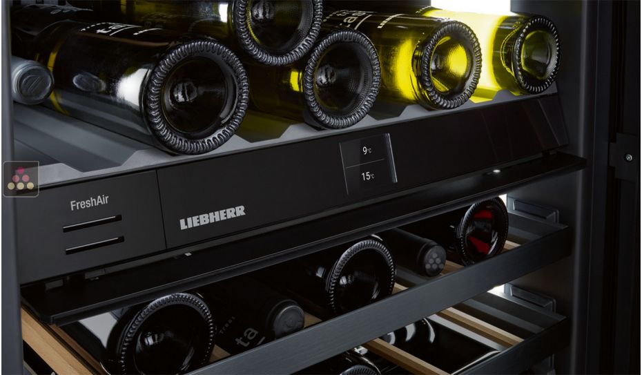 Dual temperatures built-in wine cabinet for storage and/or service - Customizable front
