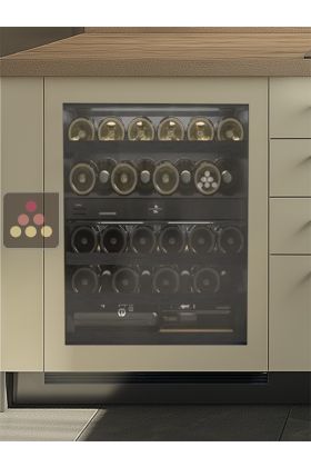 Dual temperatures built-in wine cabinet for storage and/or service - Customizable front
