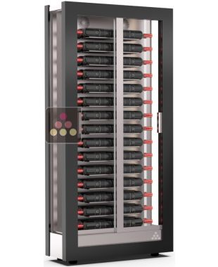 Multi-temperature wine display cabinet for service and storage - HOME - 3 glazed sides - Horizontal bottles - 36cm deep  CALICE DESIGN