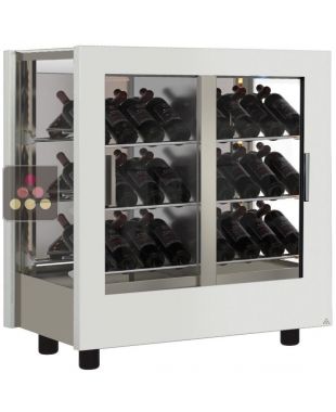 Wine display cabinet - Pro - 3 glazed sides - Wooden cladding - Inclined presentation CALICE DESIGN