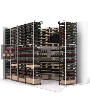 Personalised cellar fittings with steel structure and wooden strips for 1106 bottles - Essentiel bois ARCHITECTURE INTERIEURE DU VIN