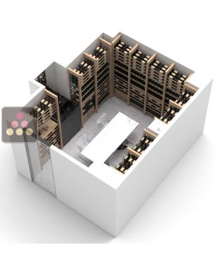 Personalised wood and metal cellar fittings for 1137 bottles - Wood system ARCHITECTURE INTERIEURE DU VIN