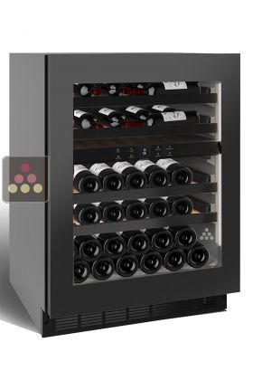 Dual temperature dark inox wine service cabinet