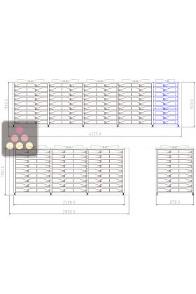 Custom steel wine cellar installation - level (R-1) - Steel frame - 90 Magnums + 1323 Bottles - stainless steel sliding shelves