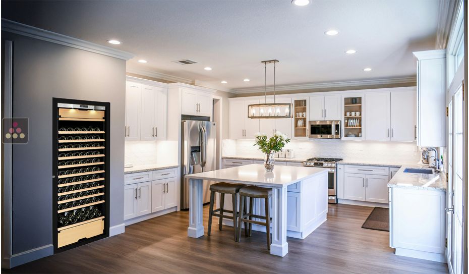 Built-in multi-Purpose Ageing and Service Wine Cabinet for cold and tempered wine - 3 temperatures - Sliding shelves - Full Glass door