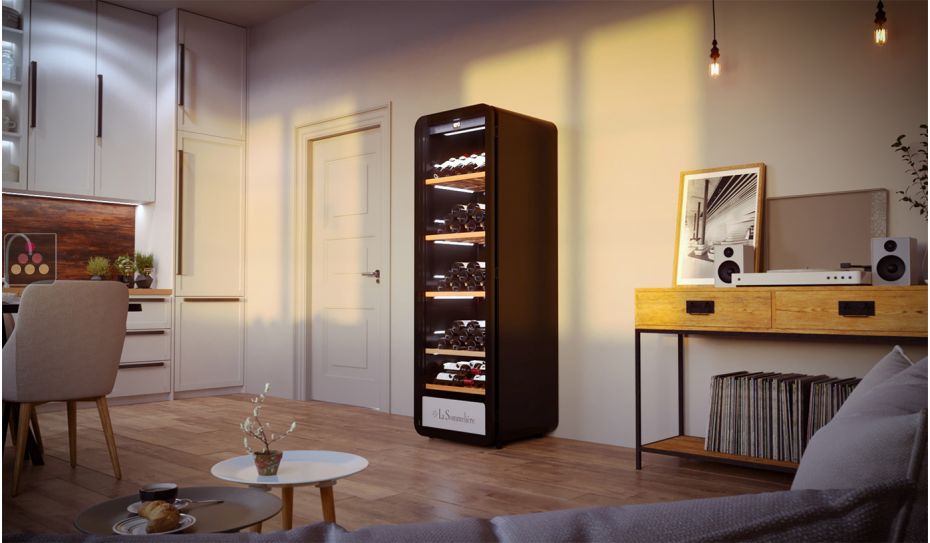 Single-temperature wine cabinet for service or storage
