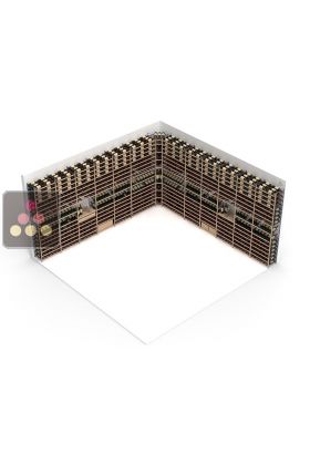 Personalised cellar fittings with steel structure and wooden strips for 1300 bottles - Essentiel bois