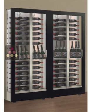 Combination of 2 wine display cabinets - Pro - 3 glazed sides - Interchangeable cover - Mixed shelves - 38cm deep CALICE DESIGN