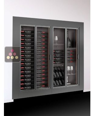 Built-in combination of 2 multi-temperature wine display cabinet  - Home - Frame - Mixte bottles - 36cm deep CALICE DESIGN