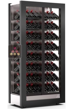 Wine display cabinet - 3 glazed sides - Home - Flat frame - Inclined bottles