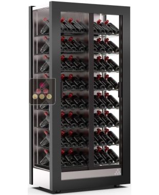 Wine display cabinet - 3 glazed sides - Home - Flat frame - Inclined bottles CALICE DESIGN
