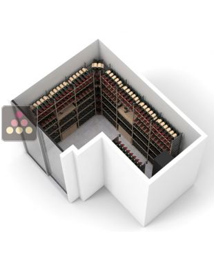 Wood and metal cellar rack for 1552 bottles - Specific manufacturing - Essentiel Wood ARCHITECTURE INTERIEURE DU VIN