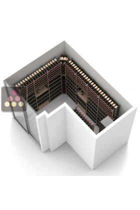 Wood and metal cellar rack for 1129 bottles - Specific manufacturing - Essentiel Wood