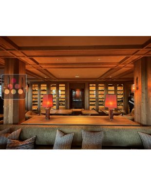 Custom-made single-temperature wine cabinet - 2 doors - steel frame with brushed fir wood finition- 145 Bottles - shelves in brushed fir wood Ma Cave à Vin