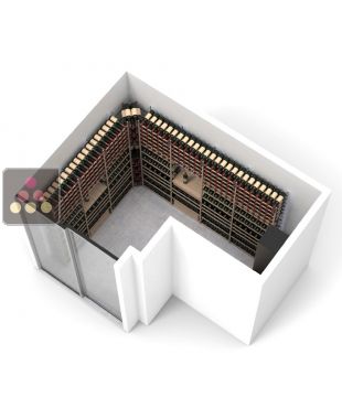 Wood and metal cellar rack for 994 bottles - Specific manufacturing - Essentiel Wood ARCHITECTURE INTERIEURE DU VIN