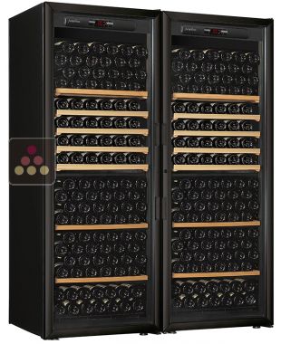 Combination of 2 single temperature wine cabinets for ageing and storage - Sliding/storage shelves ARTEVINO