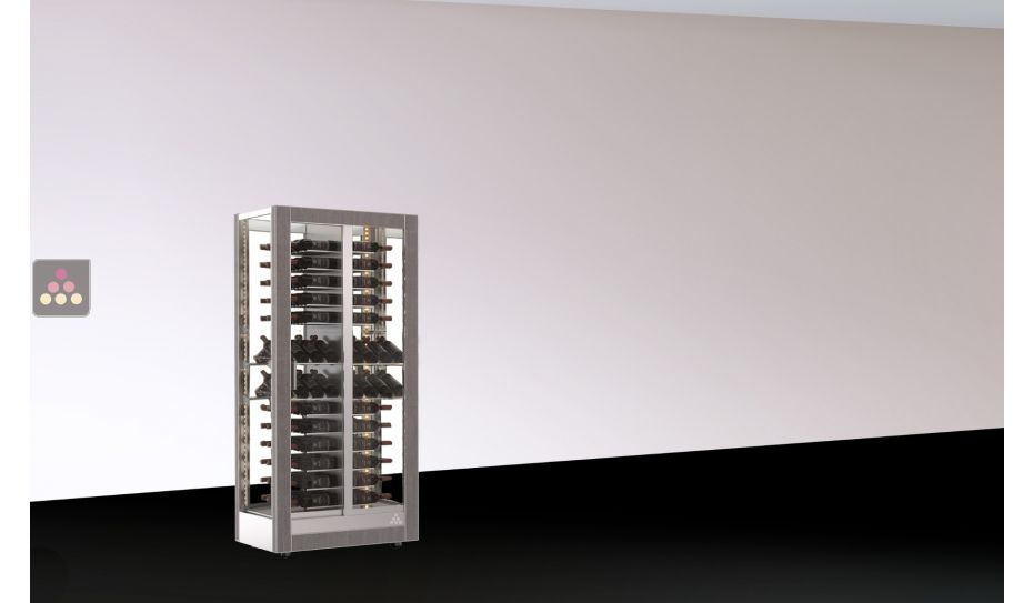 Wine display cabinet - Home - 4 glazed sides - Interchangeable cover - Mixed shelves