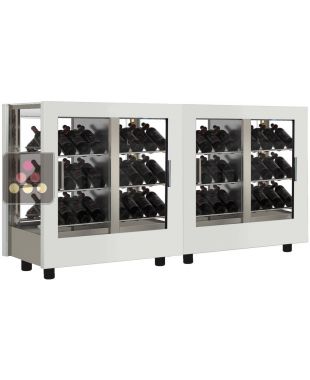 Wine display cabinet - Pro - 4 glazed sides - Interchangeable cover - Inclined bottles CALICE DESIGN