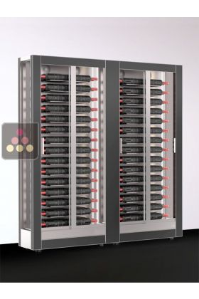 Combination of 2 wine display cabinets - Home - 3 glazed sides - Interchangeable cover - 38cm deep