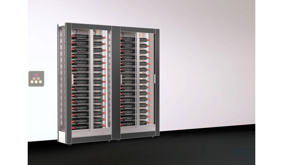Combination of 2 wine display cabinets - Home - 3 glazed sides - Interchangeable cover - 38cm deep