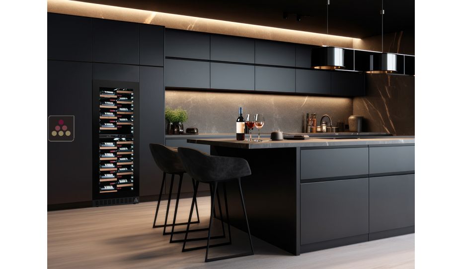 Built-in dual temperature wine service or storage cabinet
