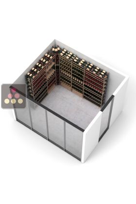 Wood and metal cellar rack for 819 bottles - Specific manufacturing - Essentiel Wood