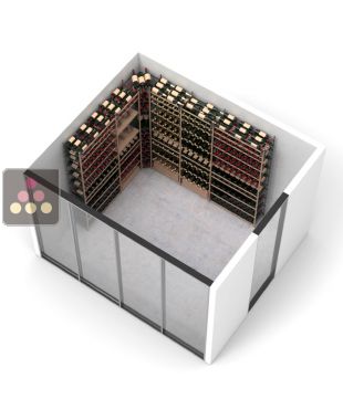 Wood and metal cellar rack for 819 bottles - Specific manufacturing - Essentiel Wood ARCHITECTURE INTERIEURE DU VIN