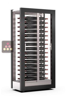 Wine display cabinet - Pro - 4 glazed sides - Horizontal bottles - Interchangeable cover