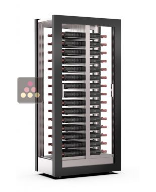 Wine display cabinet - Pro - 4 glazed sides - Horizontal bottles - Interchangeable cover CALICE DESIGN