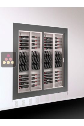 Raised built-in combination of 2 wine display cabinets - Home - Flat frame - Mixed equipment - 38cm deep