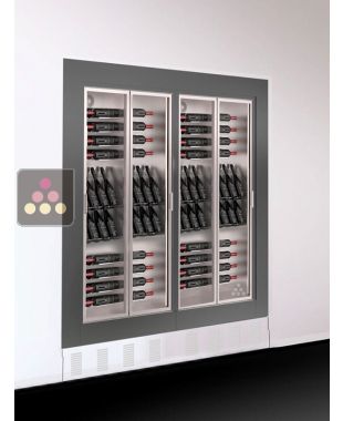 Raised built-in combination of 2 wine display cabinets - Home - Flat frame - Mixed equipment - 38cm deep CALICE DESIGN