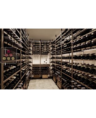 Wood and metal cellar rack for 1204 bottles - Specific manufacturing - Essentiel Wood ARCHITECTURE INTERIEURE DU VIN