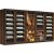 Combination of 3 wine service or storage cabinets with 3 serving or storage temperatures, a 2-temperature cellar for cold cuts and cheese, and a 2-temperature cellar for wine and cigars