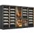 Built-in combination of 3 wine service or storage cabinets with 3 serving or storage temperatures, a 2-temperature cellar for cold cuts and cheese, and a 2-temperature cellar for wine and cigars