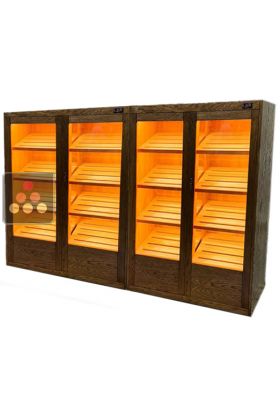 Custom-made cigar humidor, without refrigerated, with a front panel and four glass doors with customisable facades  