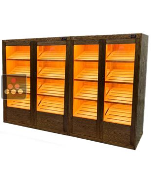 Custom-made cigar humidor, without refrigerated, with a front panel and four glass doors with customisable facades   CALICE HUMIDOR