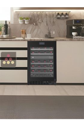 Dual temperature dark inox built in wine service cabinet - 78cm door