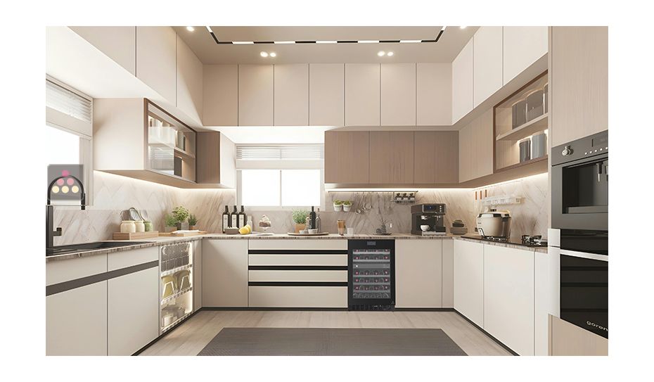 Dual temperature dark inox built in wine service cabinet - 78cm door