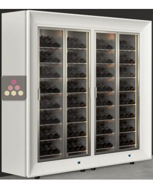 Freestanding combination of two professional multi-temperature wine display cabinets - Inclined bottles - Curved frame CALICE DESIGN