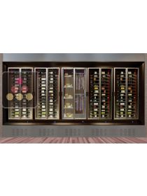 Built-in combination of 4 multi purpose wine cabinets and 1 delicatessen/cheese cabinet, remote compressor CALICE DESIGN