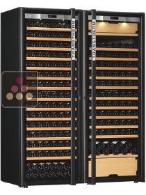 Combination of a single temperature wine cabinet and a 3 temperatures multipurpose wine cabinet TRANSTHERM