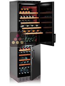 Built-in combination of 2 single-temperature wine cabinets for ageing or service CALICE