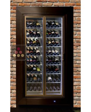 Professional multi-temperature built-in wine display cabinet - Wall crossing - Inclined bottles CALICE DESIGN