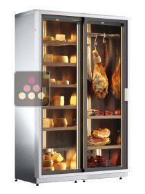 Freestanding combination of cheese and cured meat cabinets - Sliding doors - Stainless steel CALICE