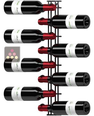 Horizontal black wall rack for 8 x 75cl bottles VISIORACK