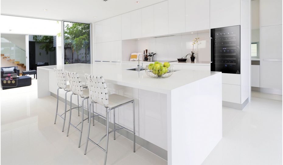 Dual temperature built in wine cabinet for storage and/or service