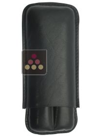 Black leather Cigar case for 2 cigars Ma Cave à Cigares